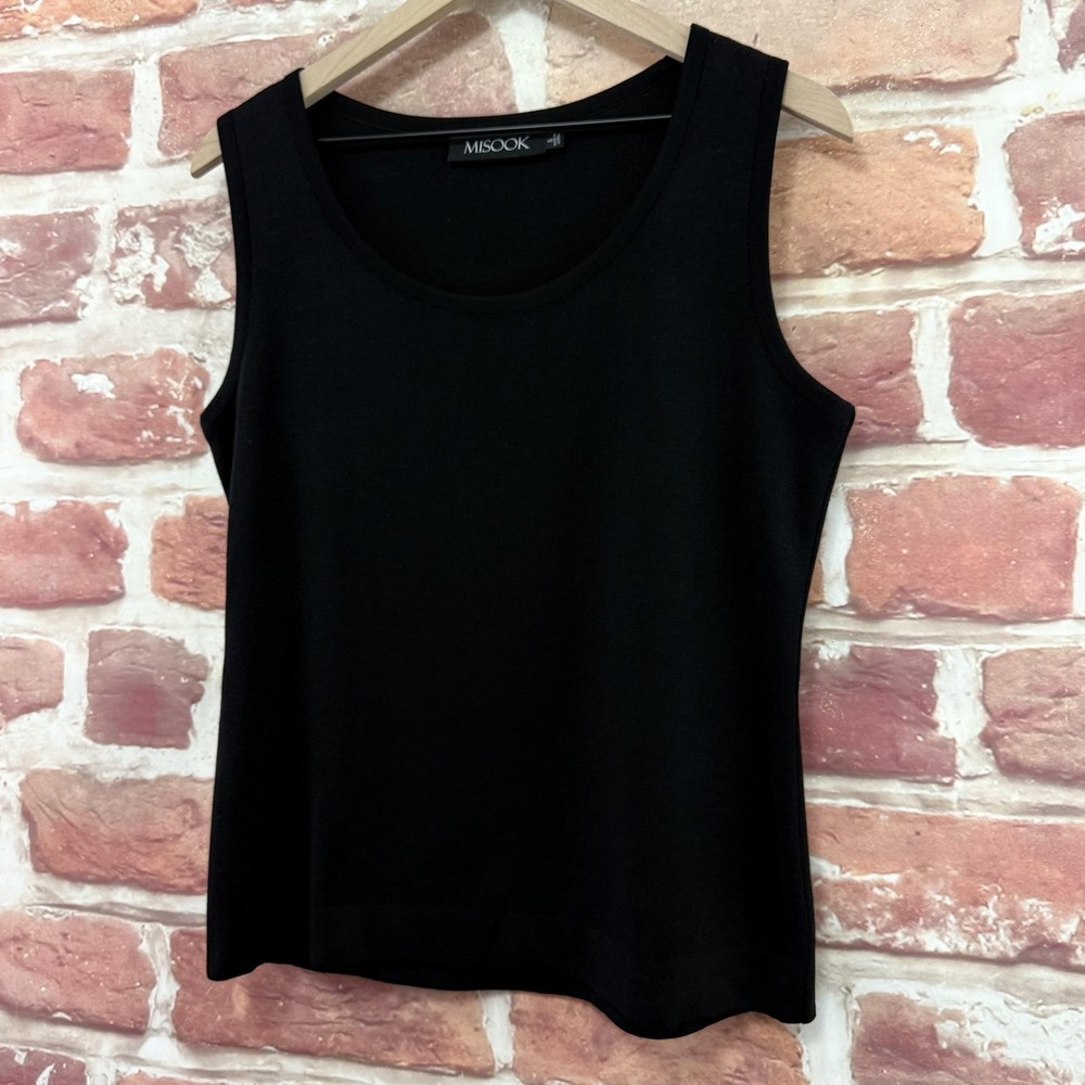Misook Top Women's Small Plain Black Basic Capsule Casual Career Camisole Tank - Picture 3 of 9